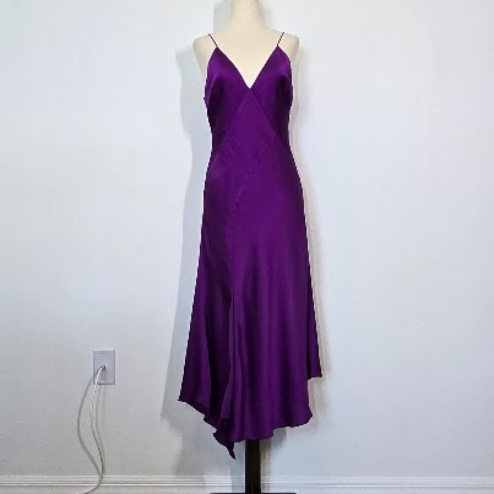 KEEPSAKE the label Infinity Midi Dress grape in grape asymmetric hem Sz S - Picture 2 of 11